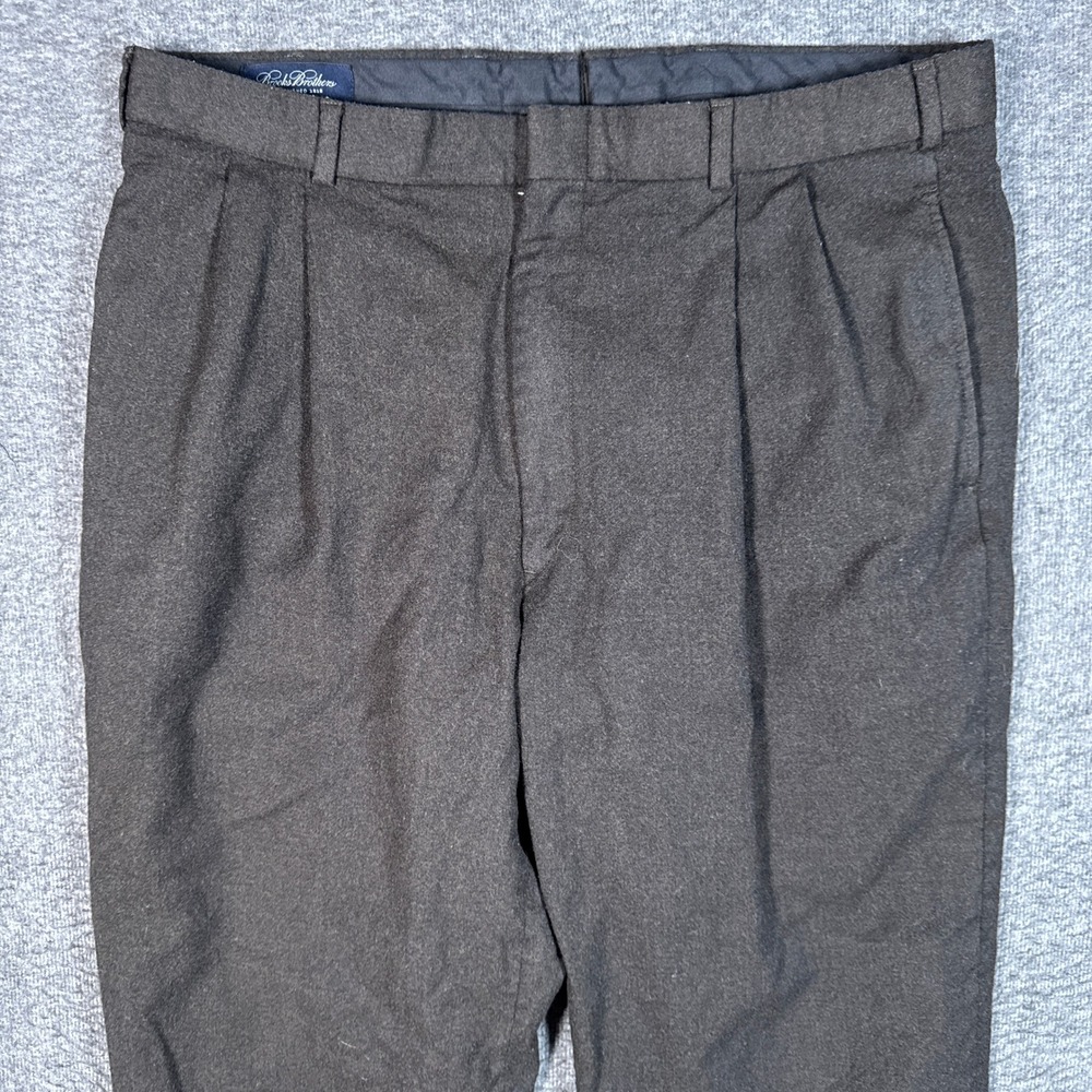 Brooks Brothers Dress Pants Mens 36x31 Brown Pleated 100% Wool USA Made Trousers